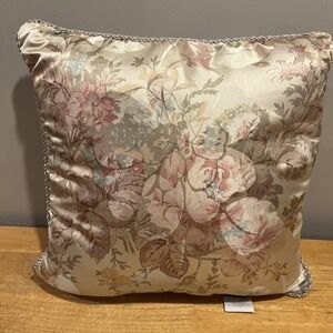 Vintage Croscill Cotswold Pillow Square Pink FCream Floral 18x18"‎